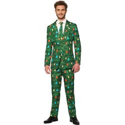 Kerst & Oud & Nieuw Kostuum | Groen Fonkelend Kerstbomen | Man | Maat 52-54 | Kerst | Verkleedkleding